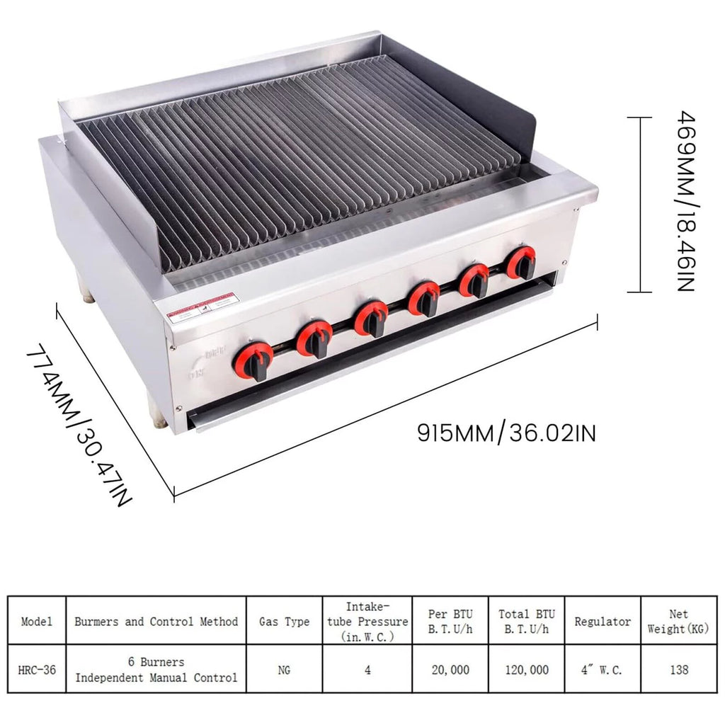 36" 6 Burner Gas Charbroiler S510