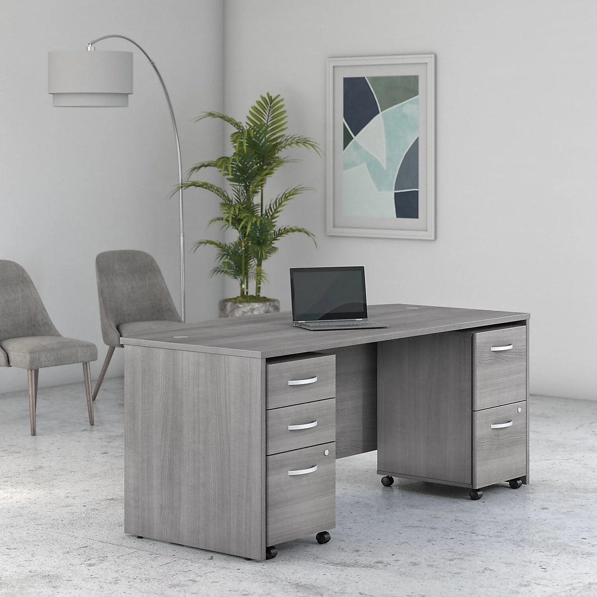 3 Drawer Mobile File Cabinet in Platinum Gray F48399