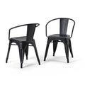 Black Metal Dining Arm Chair Set of 2 D4786