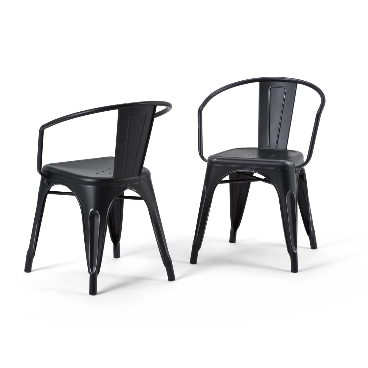 Black Metal Dining Arm Chair Set of 2 D4786