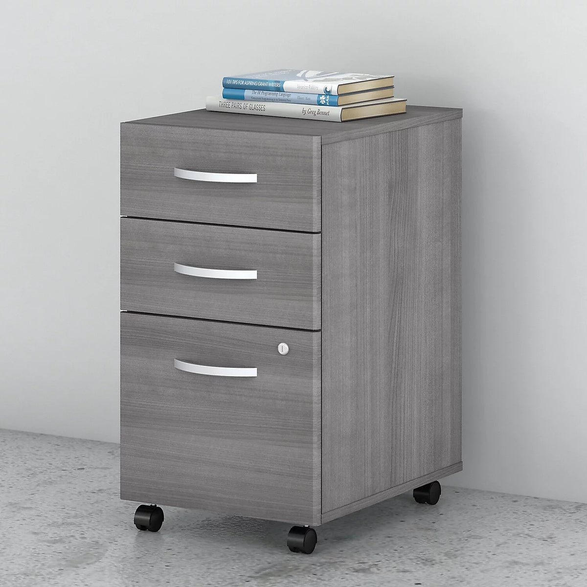 3 Drawer Mobile File Cabinet in Platinum Gray F48399