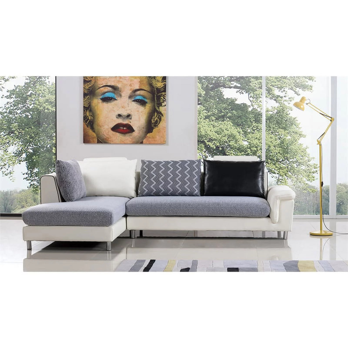 Gray Fabric Sectional with Left Facing Chaise G13383