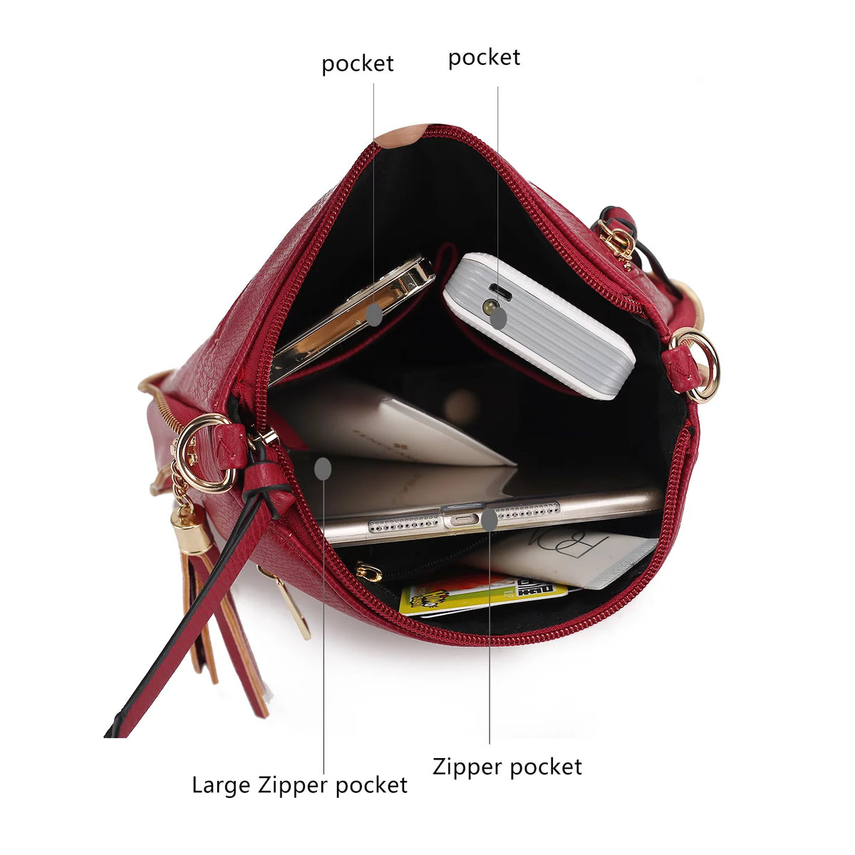 Faux Leather Expandable Crossbody Bag E266