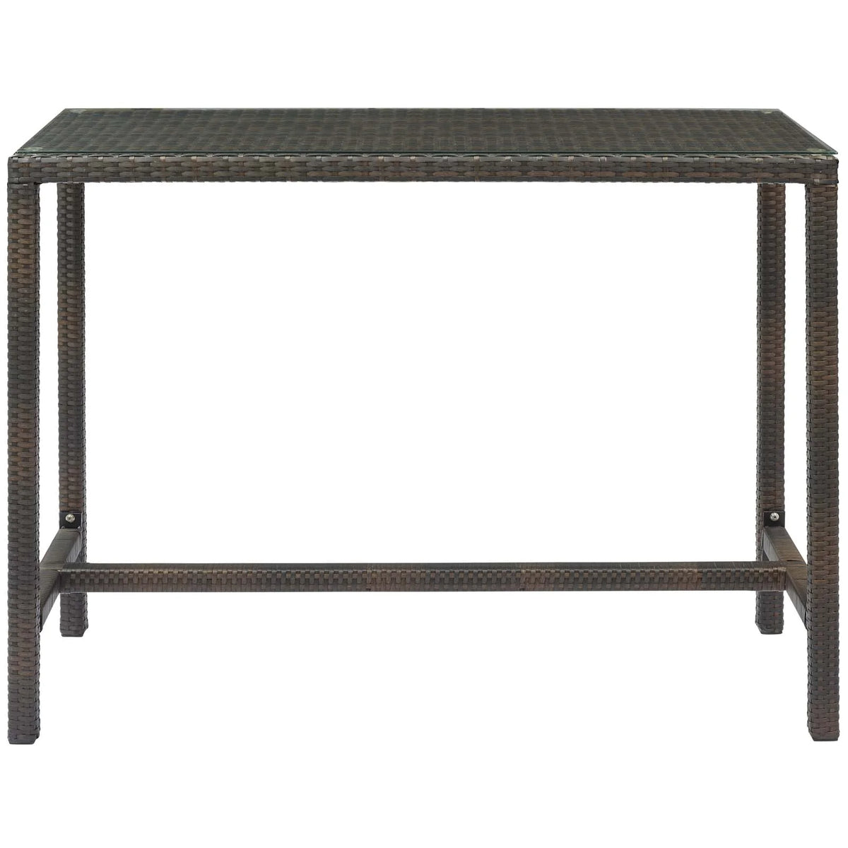 Brown Rattan Wicker Glass Side Table R449