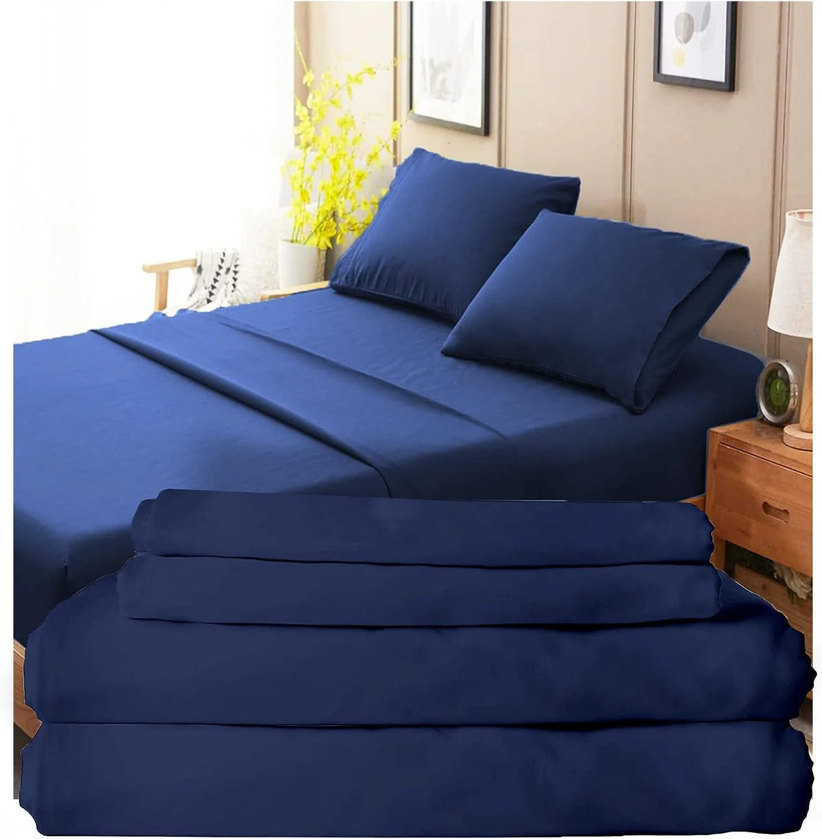 100% Cotton 4 Pcs King Size Bed Sheets V825355