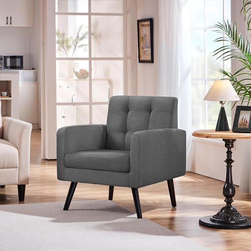 Beige PU Leather Accent Chair with Wood Legs W44491