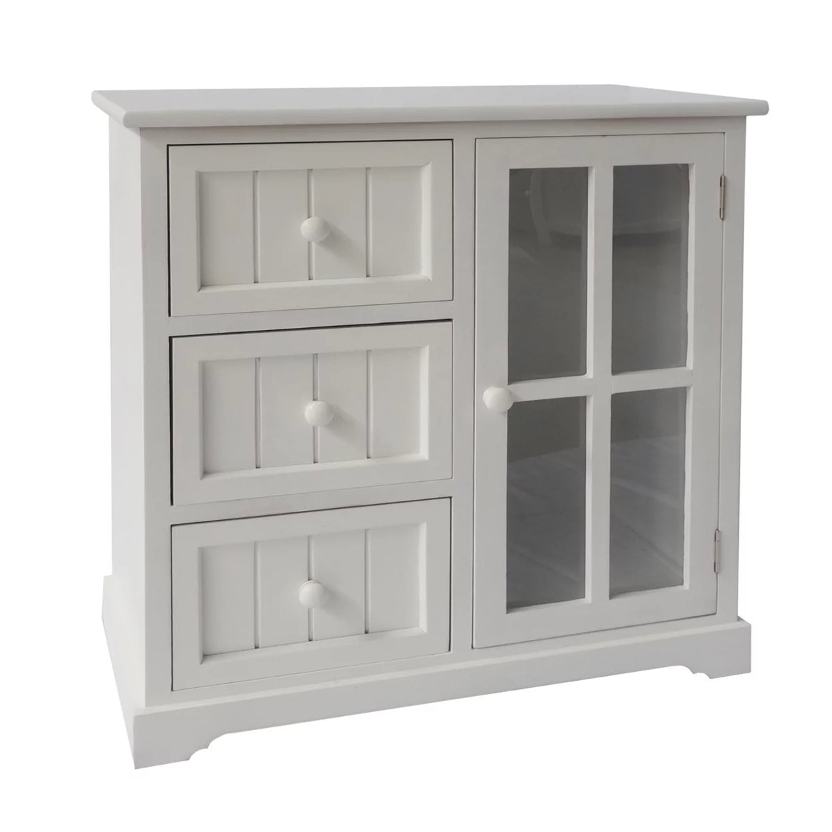 24 Inch White Paulownia Wood Accent Cabinet B73819