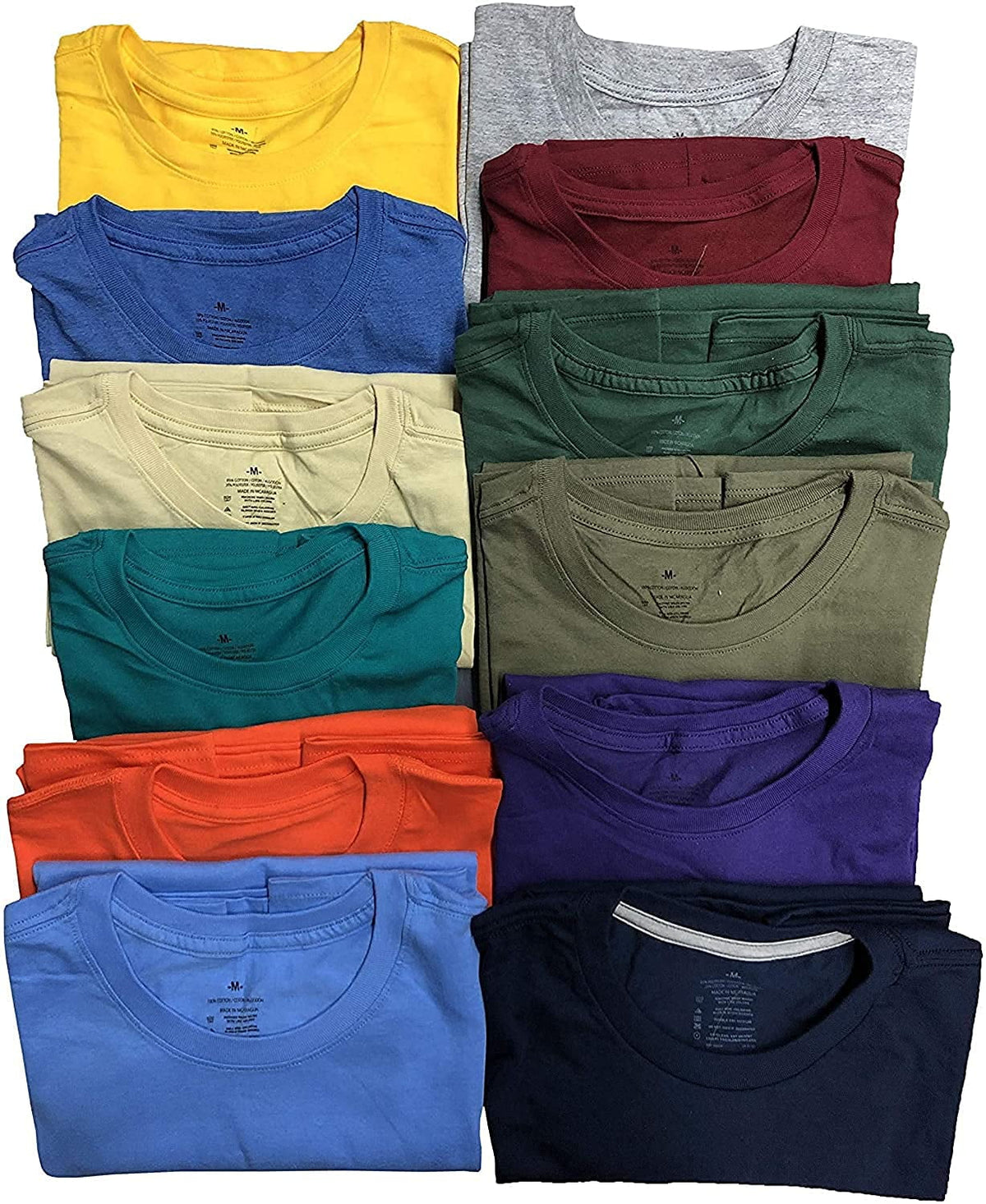 12 Packs Mens Cotton Crew Neck Short Sleeve T-Shirts X269358