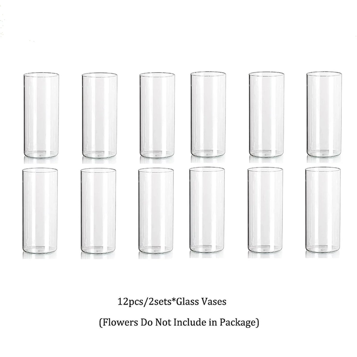10 inch Glass Cylinder Vase Set of 12 Clear U24917