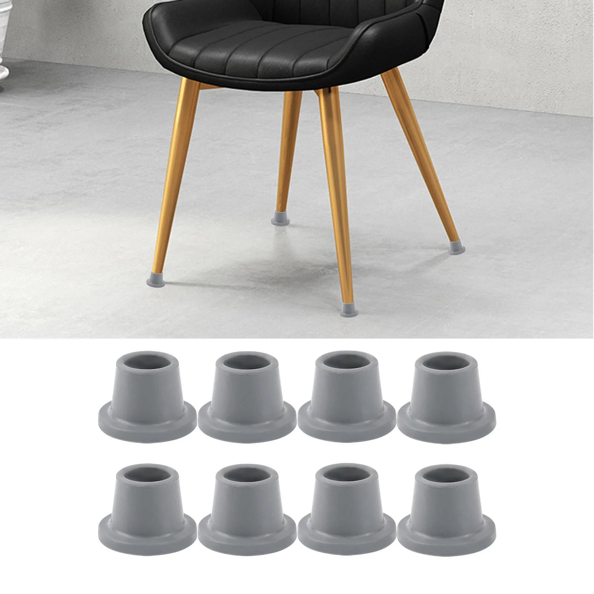 8x Shower Chair Feet Gray Rubber P71747