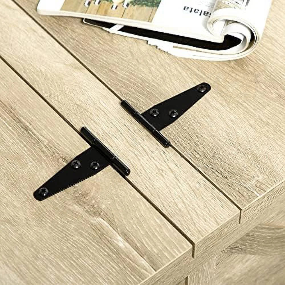 Farmhouse Coffee Table with Hinged Lift Top and Hidden Space Oak O408