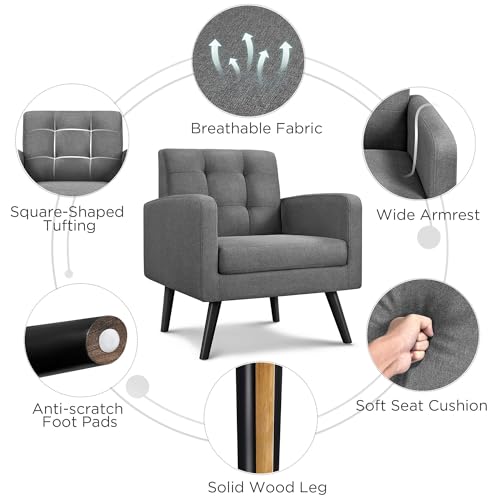 Beige PU Leather Accent Chair with Wood Legs W44491