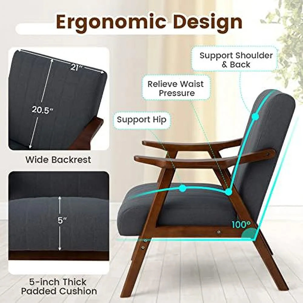 Mid-Century Modern Upholstered Accent Chair with Arms Z178394