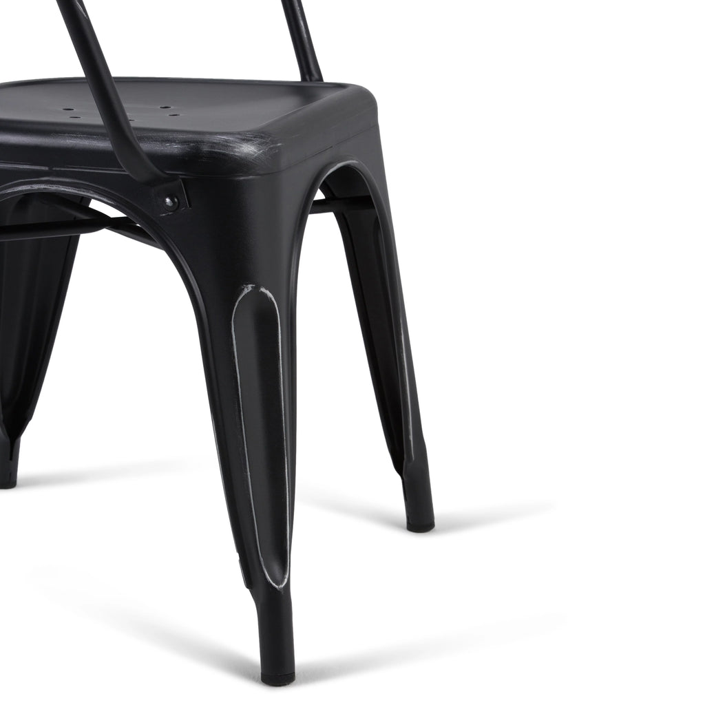 Black Metal Dining Arm Chair Set of 2 D4786