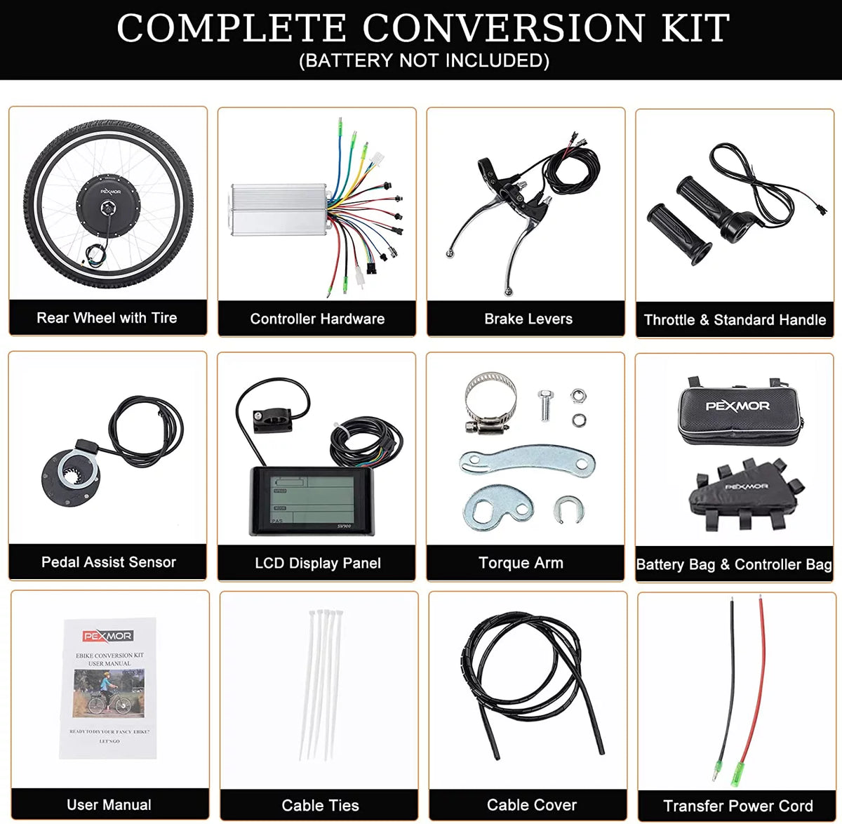48V 1000W 26" Electric Bike Conversion Kit with LCD Display H424125