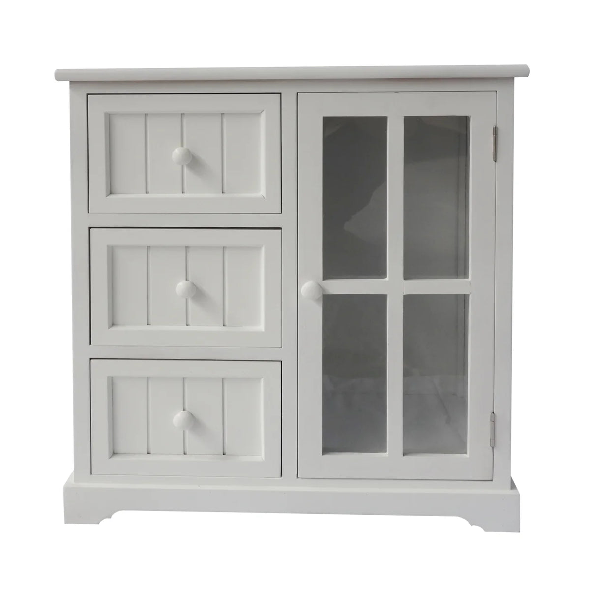 24 Inch White Paulownia Wood Accent Cabinet B73819