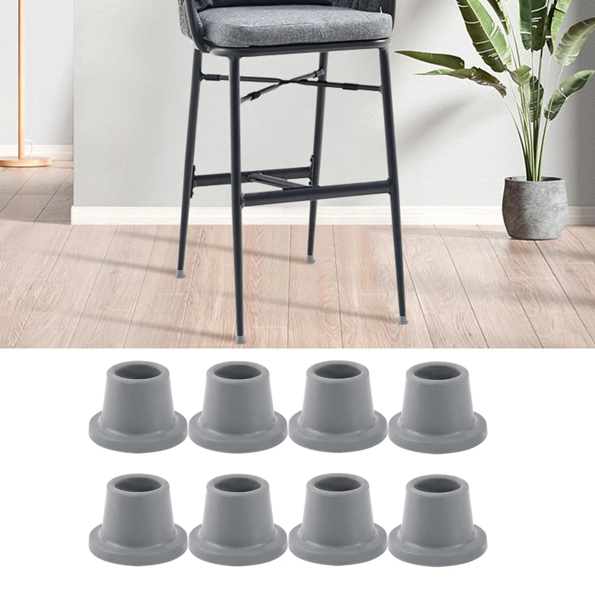 8x Shower Chair Feet Gray Rubber P71747