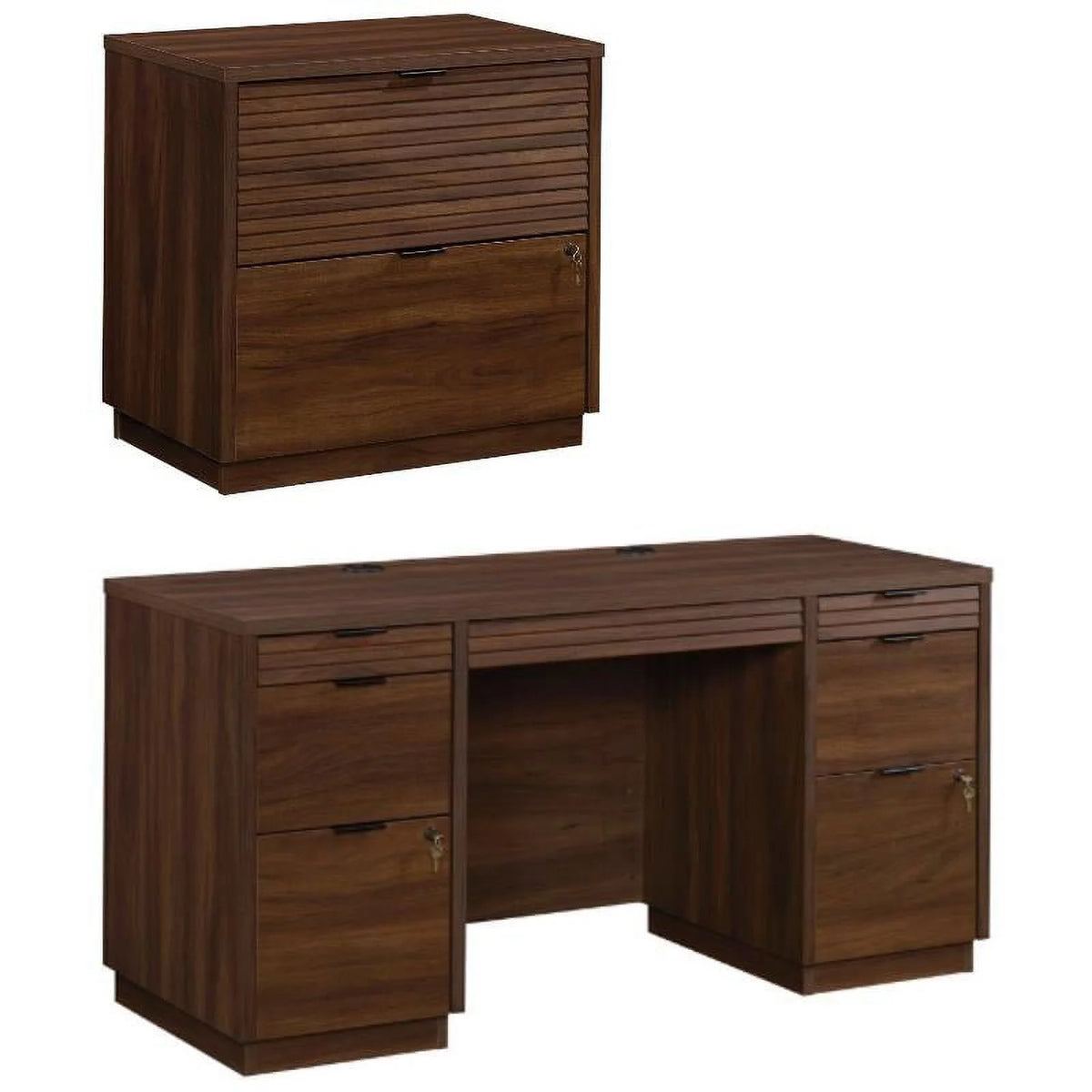 60" Credenza Desk & 2-Drawer Lateral File Cabinet W894481