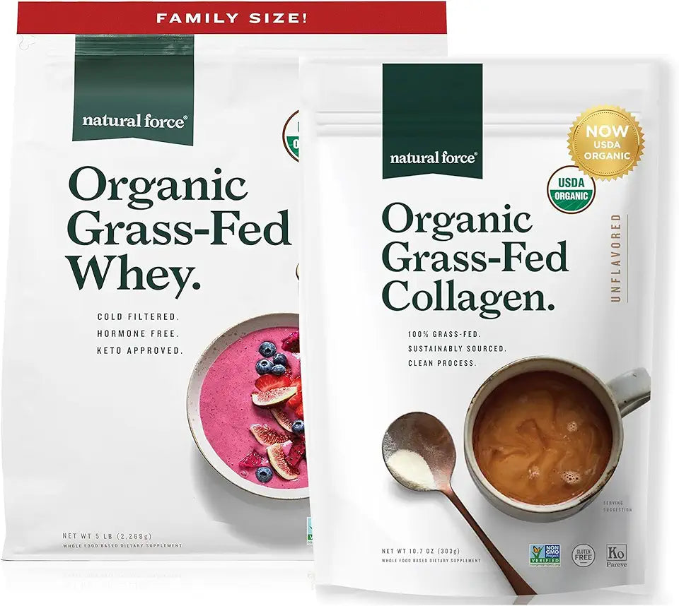 Organic Whey Protein Powder 5 Pound A2 Protein Collagen Peptides Unflavored I5094