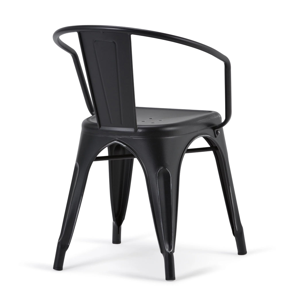Black Metal Dining Arm Chair Set of 2 D4786