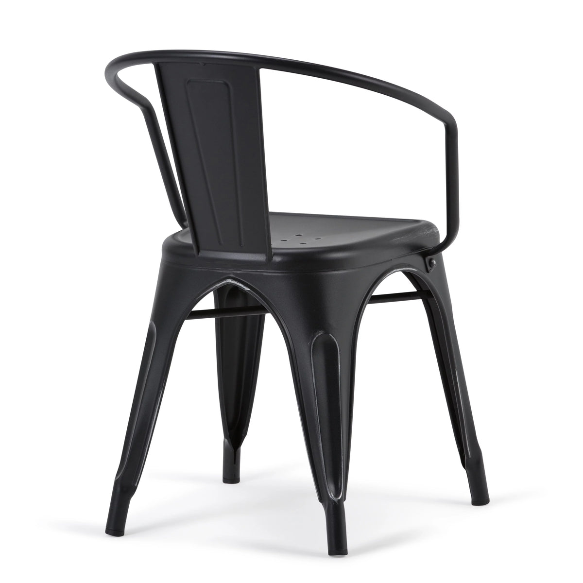 Black Metal Dining Arm Chair Set of 2 D4786