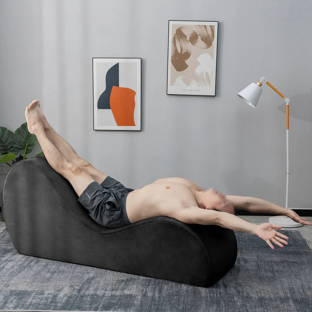 Yoga Chaise with Washable Cover, Side Pockets, Non-Slip Bottom W1149