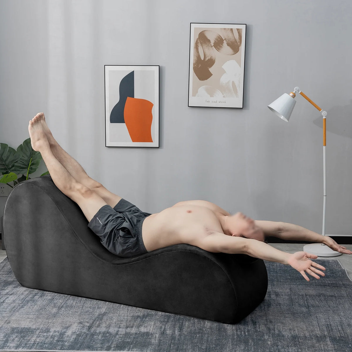 Yoga Chaise with Washable Cover, Side Pockets, Non-Slip Bottom W1149