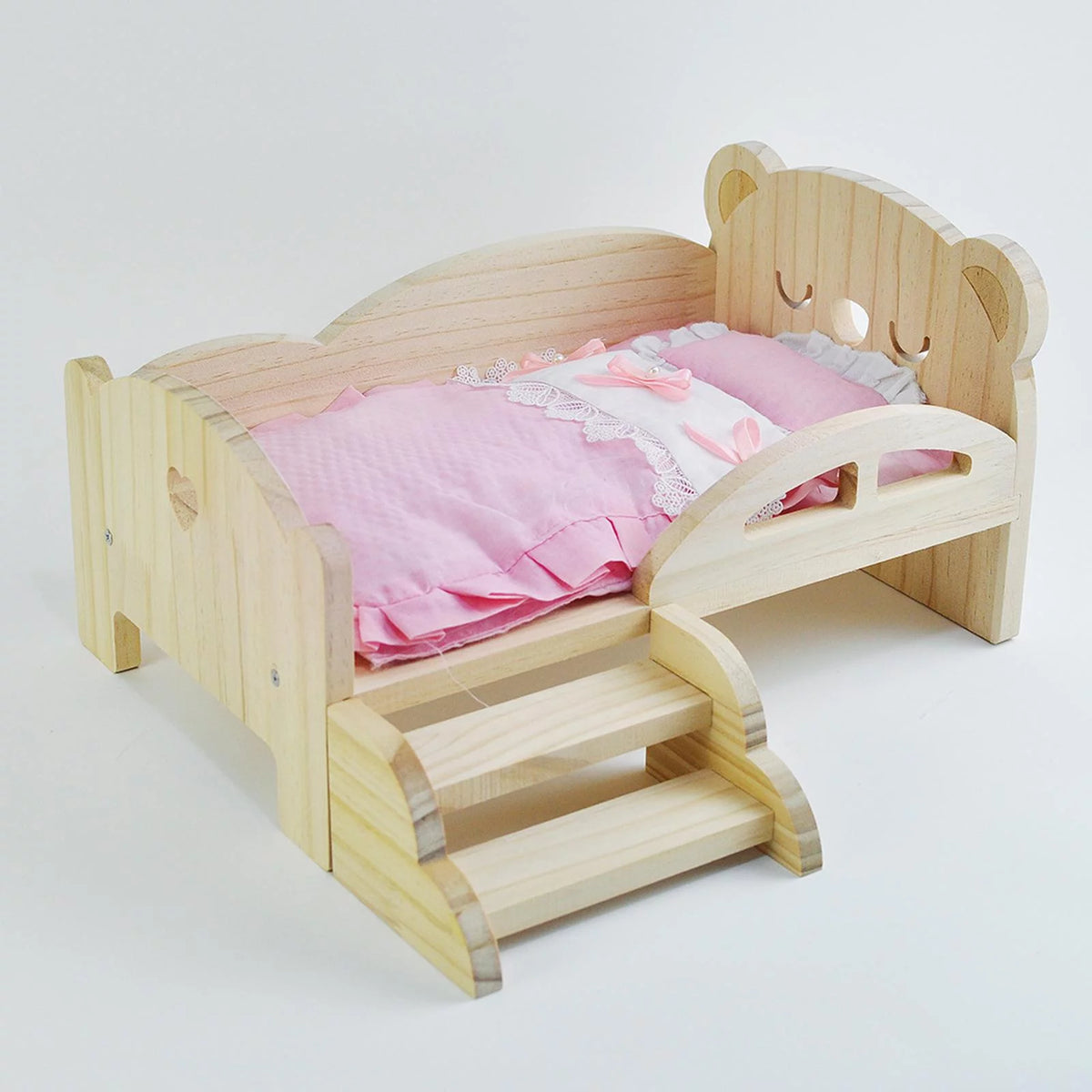 Miniature Wooden Doll Bed with Stairs M673