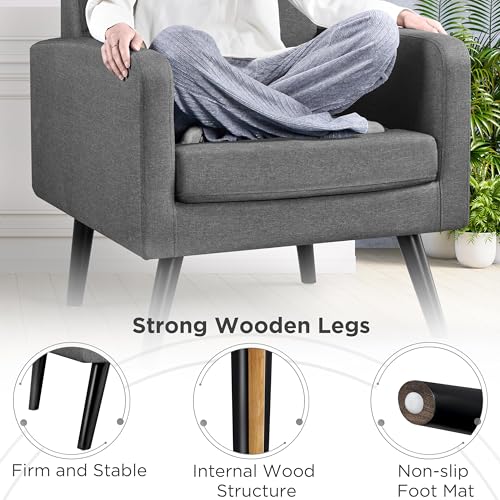 Beige PU Leather Accent Chair with Wood Legs W44491