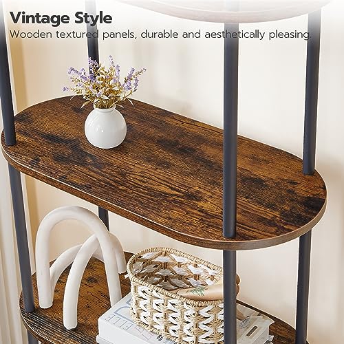 5 Tier Arched Wooden Bookshelf Metal Frame W917105