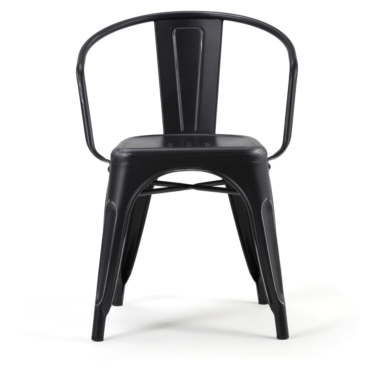 Black Metal Dining Arm Chair Set of 2 D4786