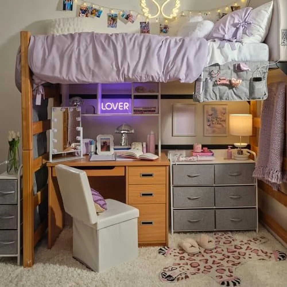 Grey 6 Drawer Dresser with Outlet and USB Ports F5837