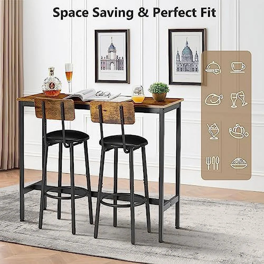 Counter Height Table and Chairs Set for 3 Brown A646906