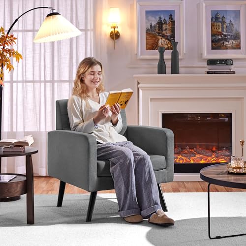 Beige PU Leather Accent Chair with Wood Legs W44491