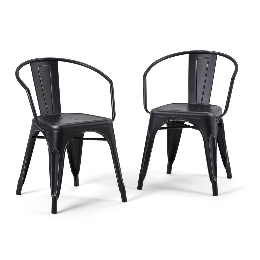 Black Metal Dining Arm Chair Set of 2 D4786