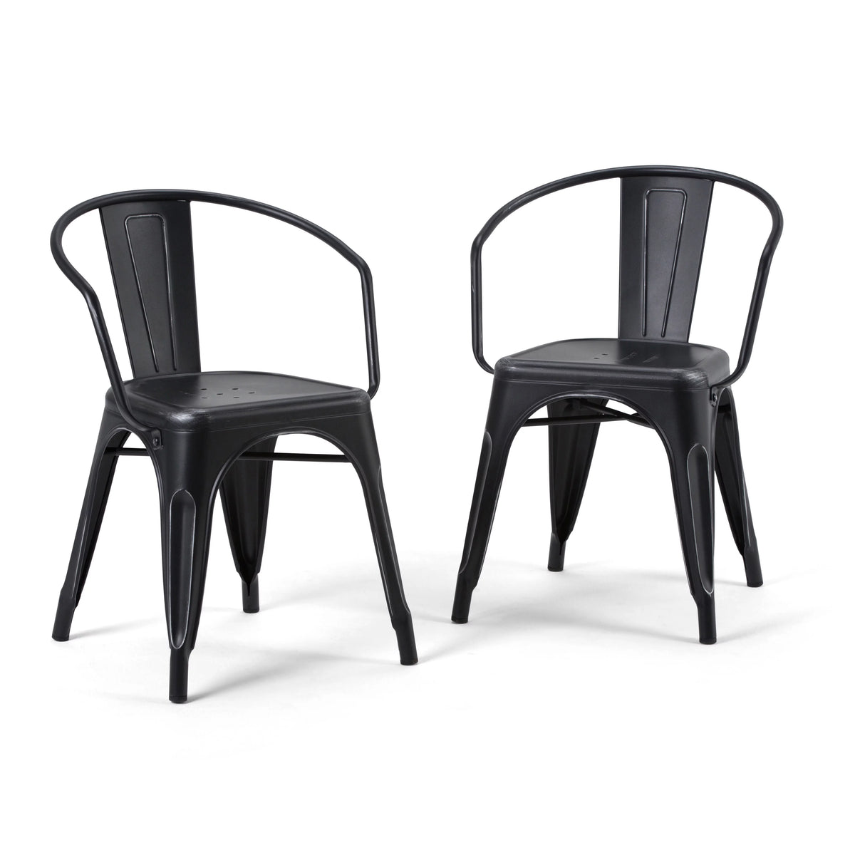 Black Metal Dining Arm Chair Set of 2 D4786
