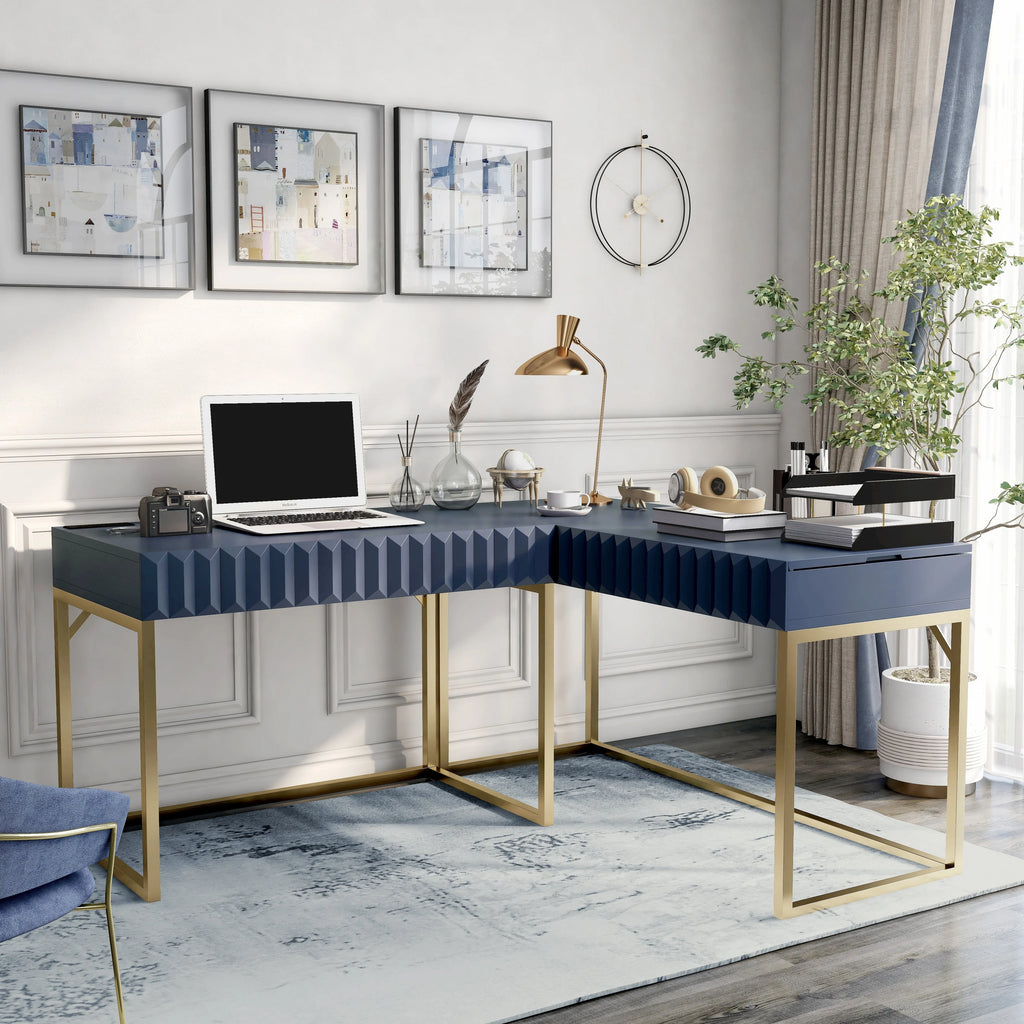 L-Shaped Lift-top Computer Desk with USBs R1983