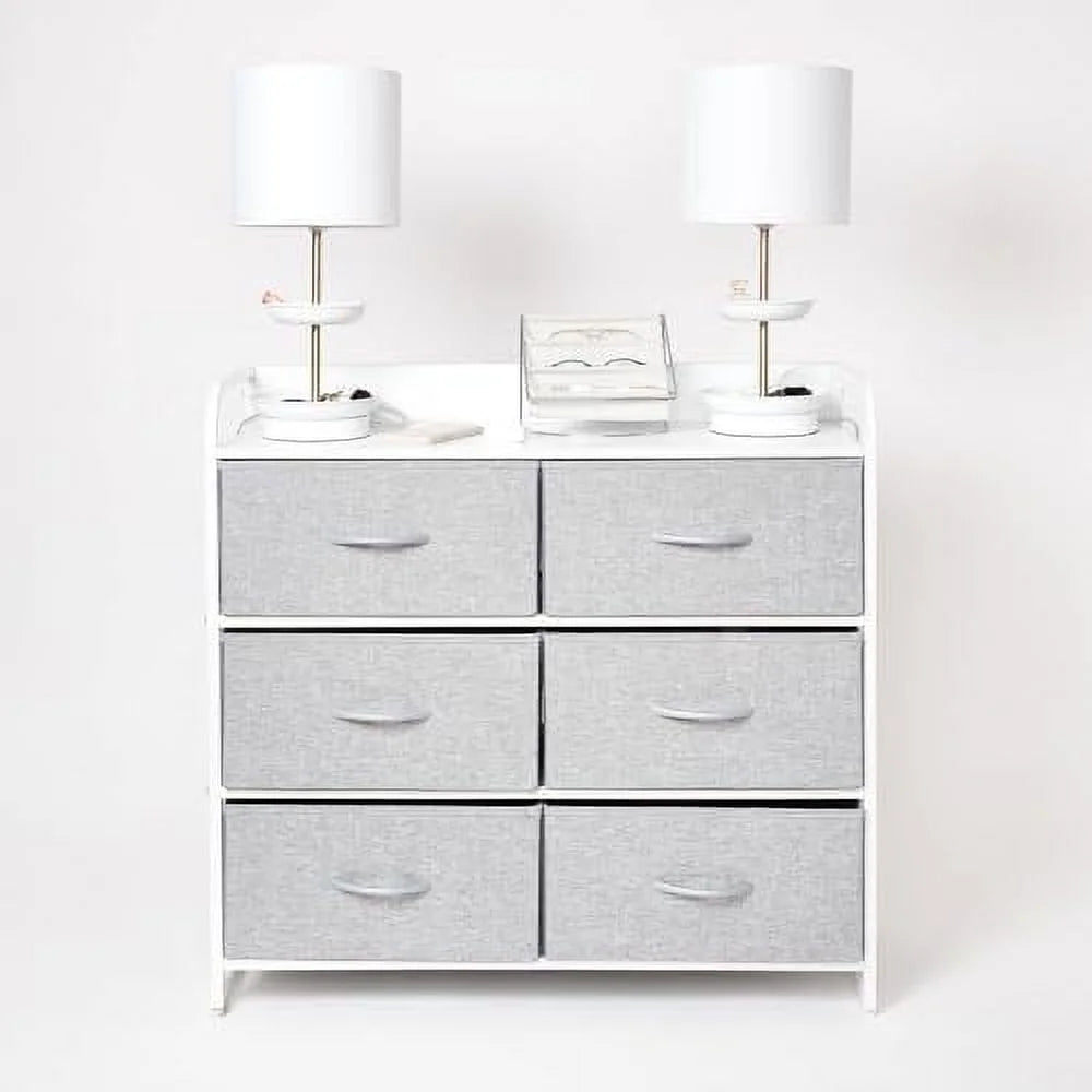 Grey 6 Drawer Dresser with Outlet and USB Ports F5837