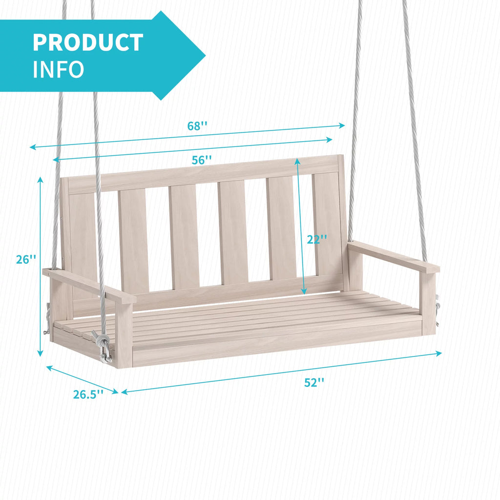 Wood Outdoor Swing with 2-3 Seat, 700LBS Weight Capacity M5971