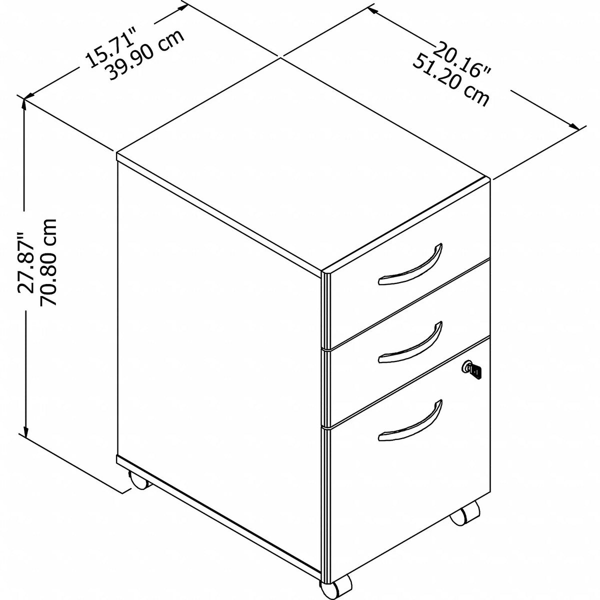 3 Drawer Mobile File Cabinet in Platinum Gray F48399