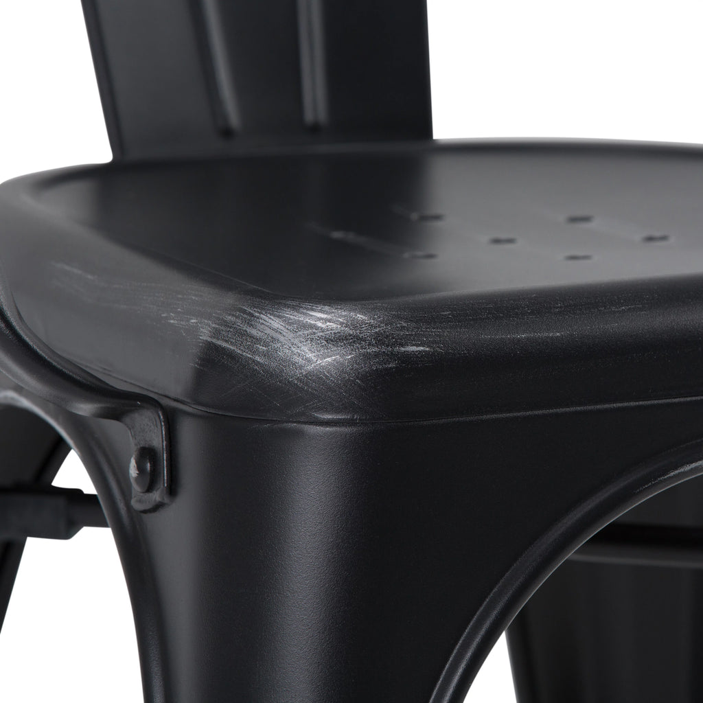 Black Metal Dining Arm Chair Set of 2 D4786