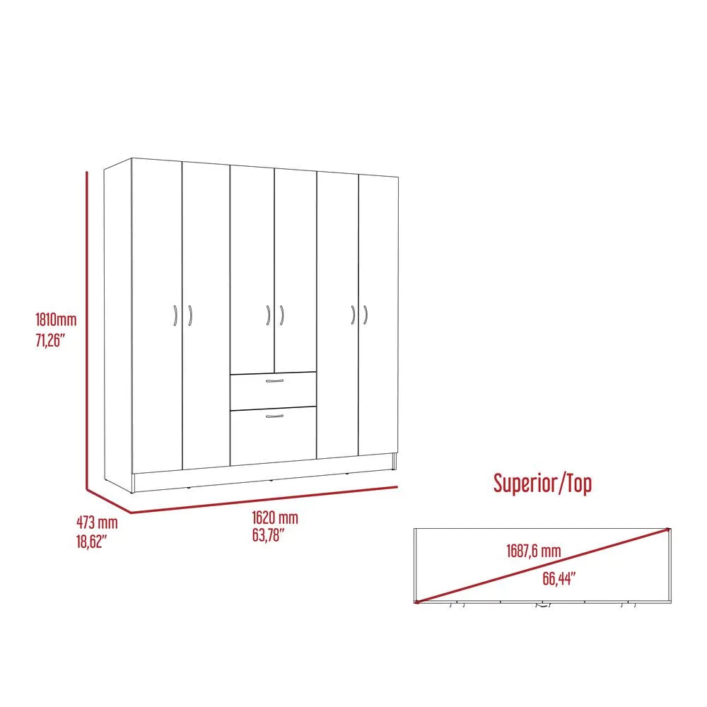 Black Wenge 6-Door Wood Armoire D29388