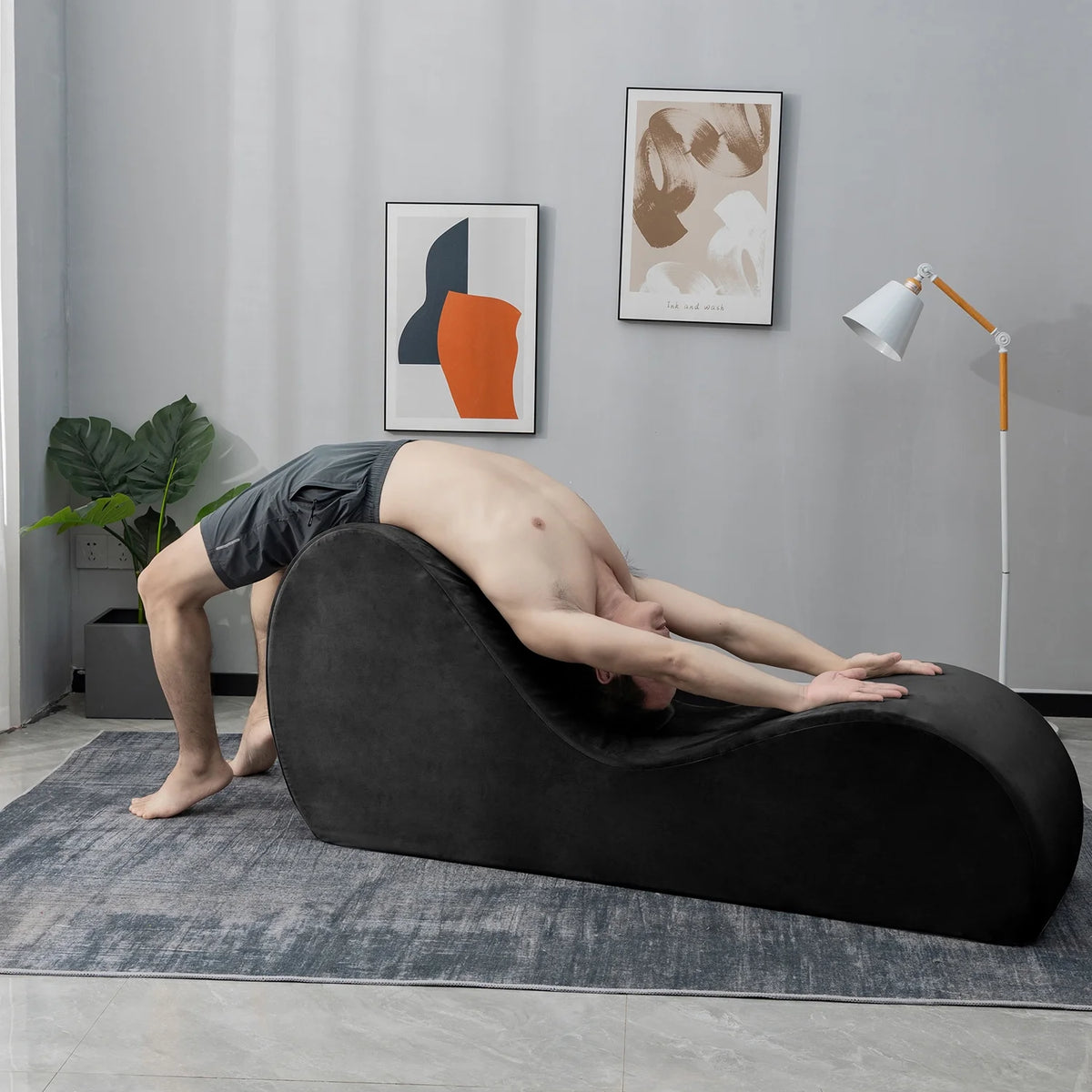 Yoga Chaise with Washable Cover, Side Pockets, Non-Slip Bottom W1149