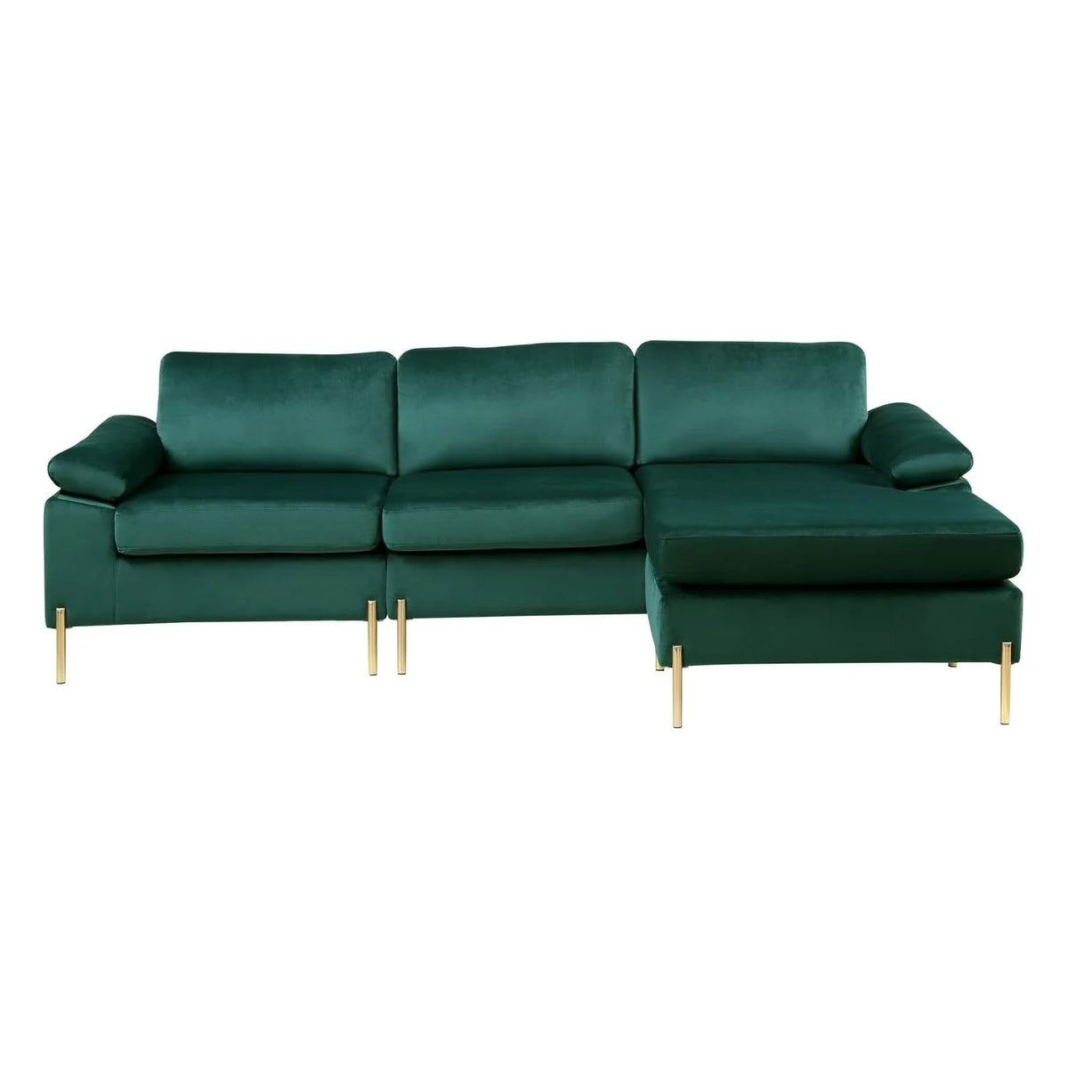 Green Gold Velvet Sectional Sofa Y79854