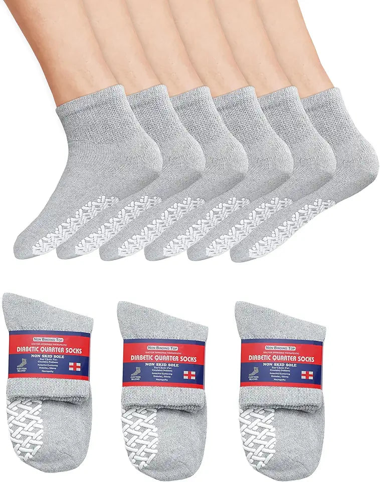 Cushioned Quarter Cotton Diabetic Socks D8715