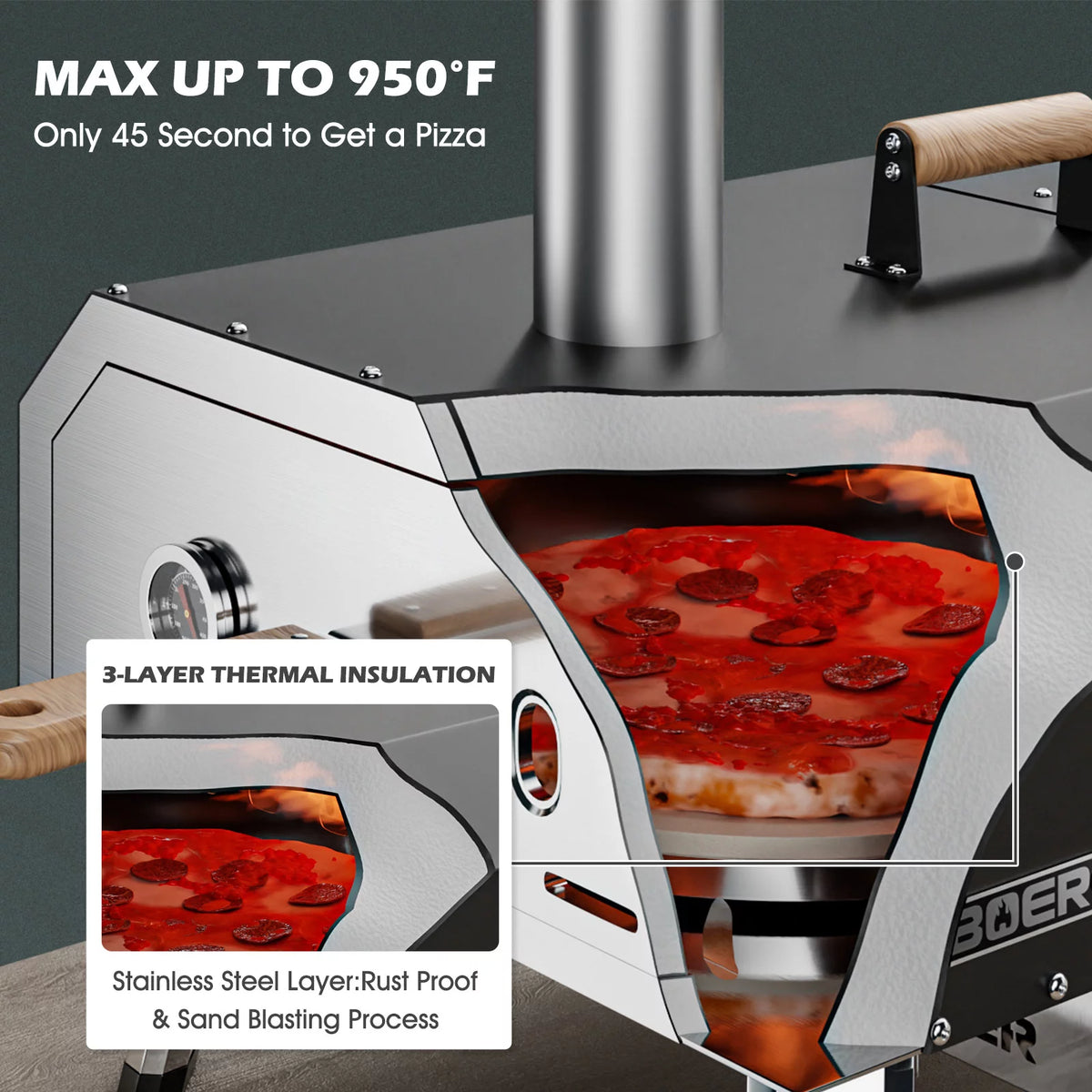 16" Gas & Wood Fired Stainless Steel Pizza Oven O285535