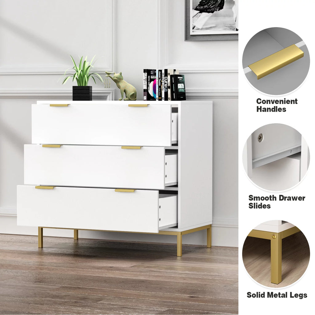 White 3-Drawer Storage Dresser V58764