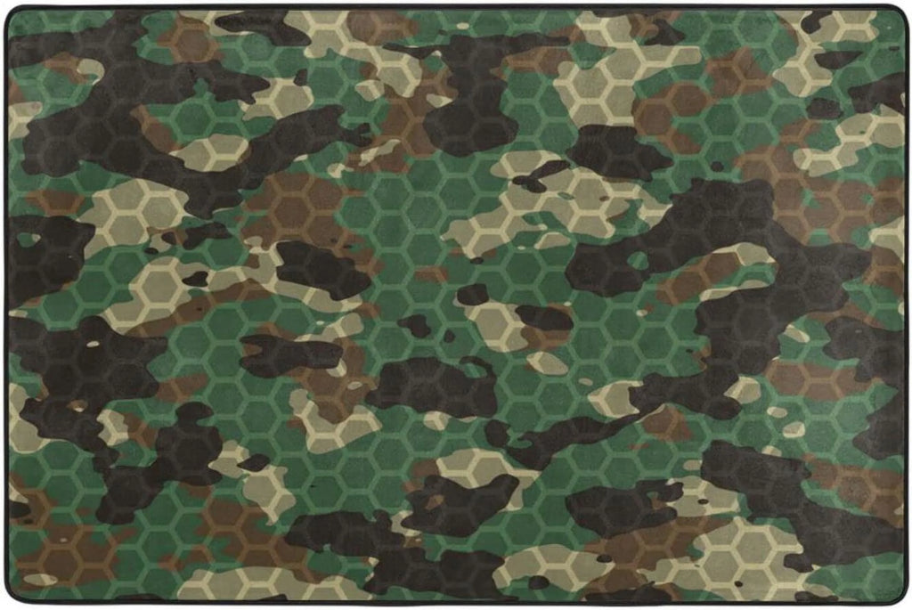 Green Black Geometric Area Rug N400