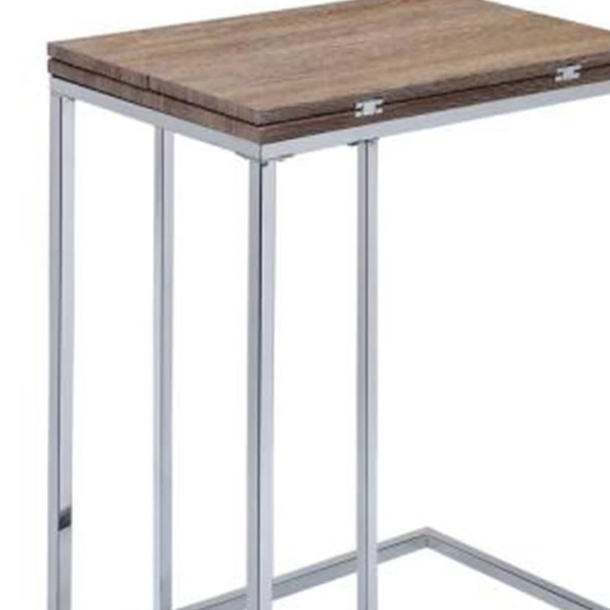 Weathered Oak and Chrome Side Table T40720