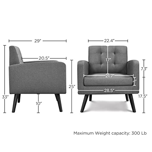 Beige PU Leather Accent Chair with Wood Legs W44491